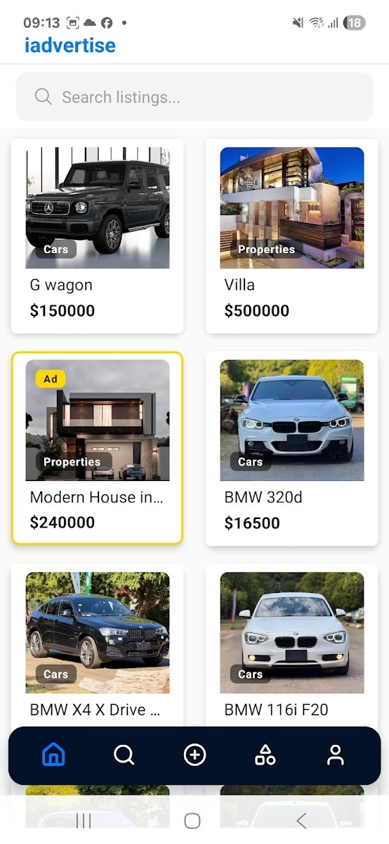 iAdvertise — Inserate mit Preis und Kategorie